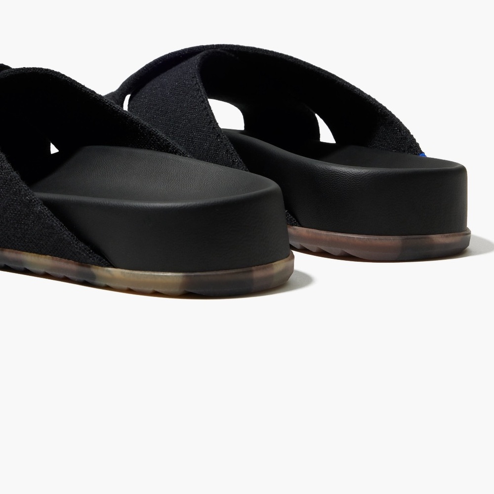 Rothy’s The Weekend Slide Black Crisscross Sandals Size 7 - Picture 6 of 9